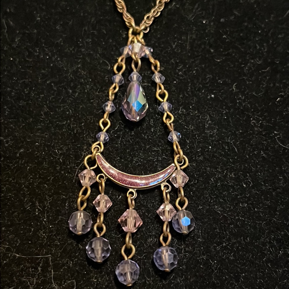 NWOT Liz Palacios Australian crystal purple bead necklace 20 inches - Picture 2 of 6